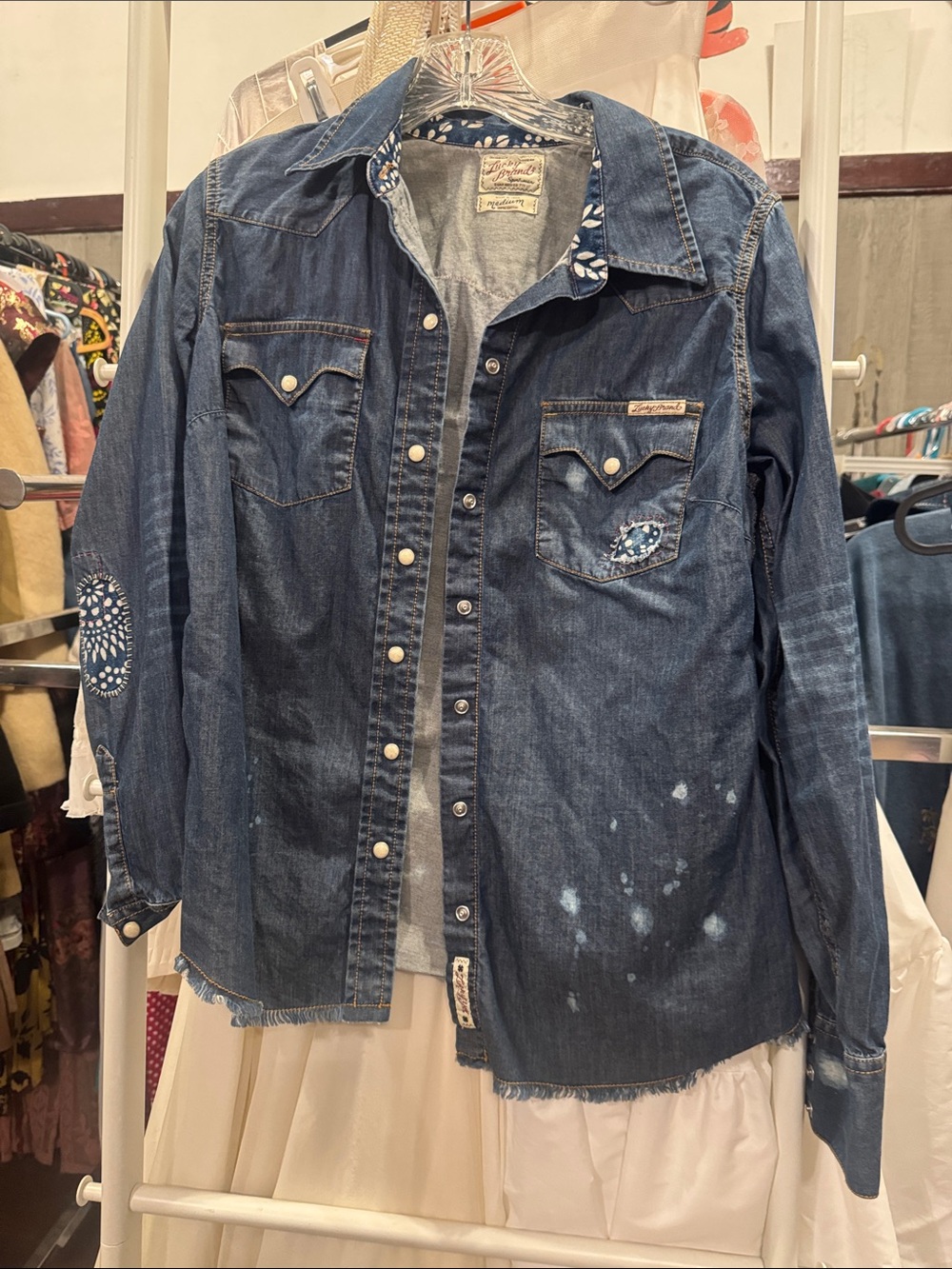 Lucky Brand Indigo Denim Western Shirt Jacket